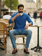 TerraDesi Azure Zenith Solid Cotton Blend Formal Shirt