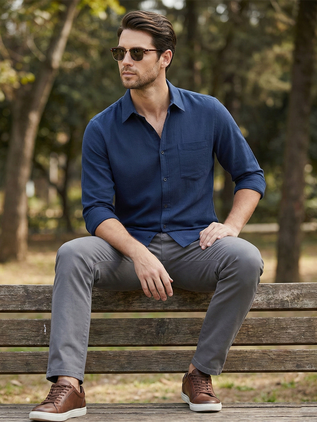 TerraDesi Men’s Essential Solid Cotton Blend Shirt
