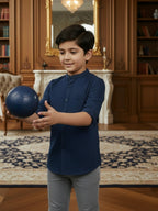 TerraDesi Junior Alabaster Grace Solid Mandarin Shirt