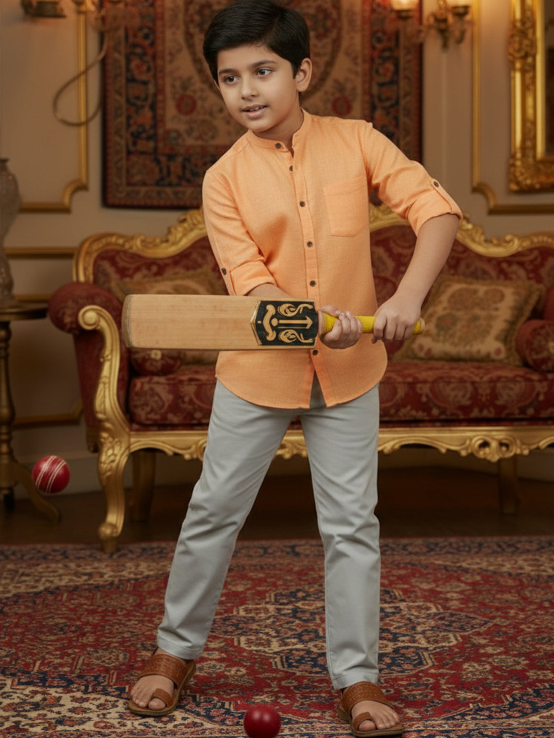 TerraDesi Junior Alabaster Grace Solid Mandarin Shirt