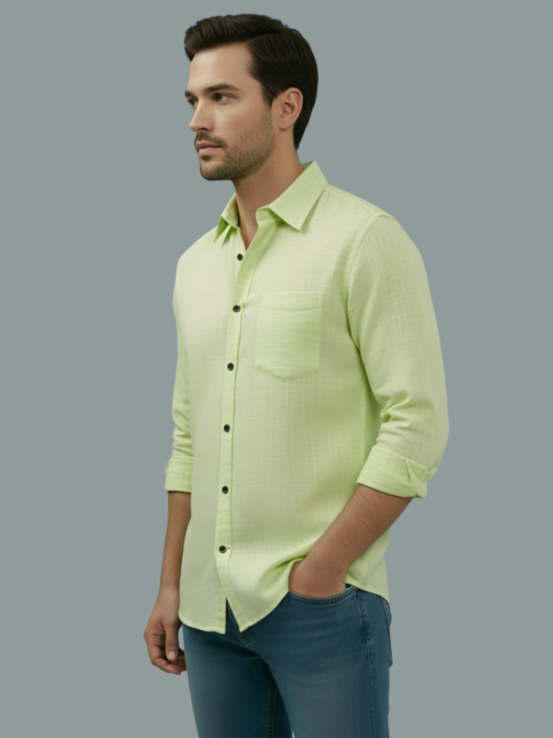 TerraDesi Saffron Ember Solid Cotton Formal Shirt