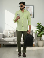 TerraDesi Azure Zenith Solid Cotton Blend Formal Shirt
