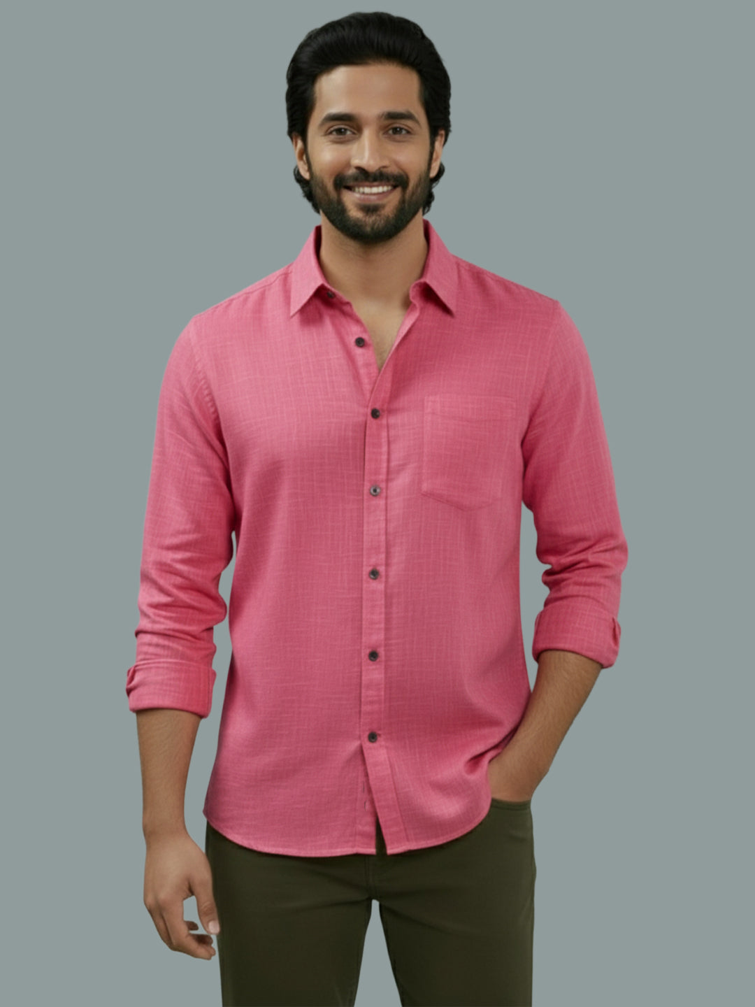 TerraDesi Citrine Glow Solid Cotton Blend Formal Shirt