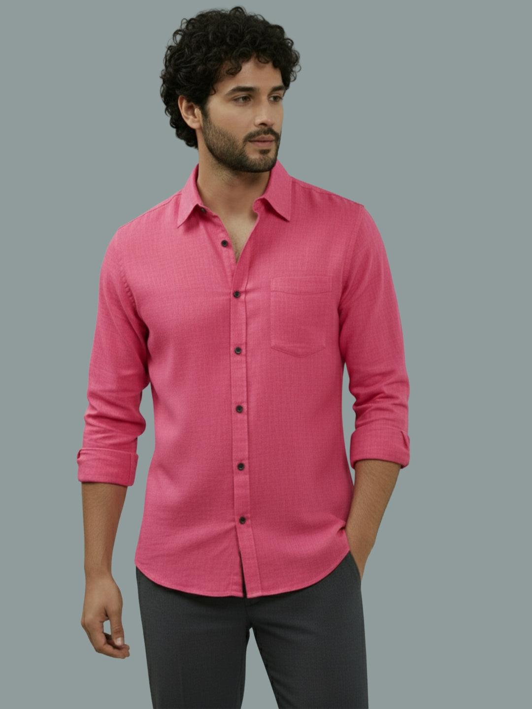 TerraDesi Ruby Regal Solid Cotton Blend Formal Shirt