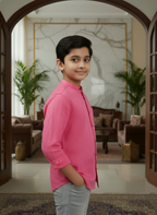 TerraDesi Junior Alabaster Grace Solid Mandarin Shirt