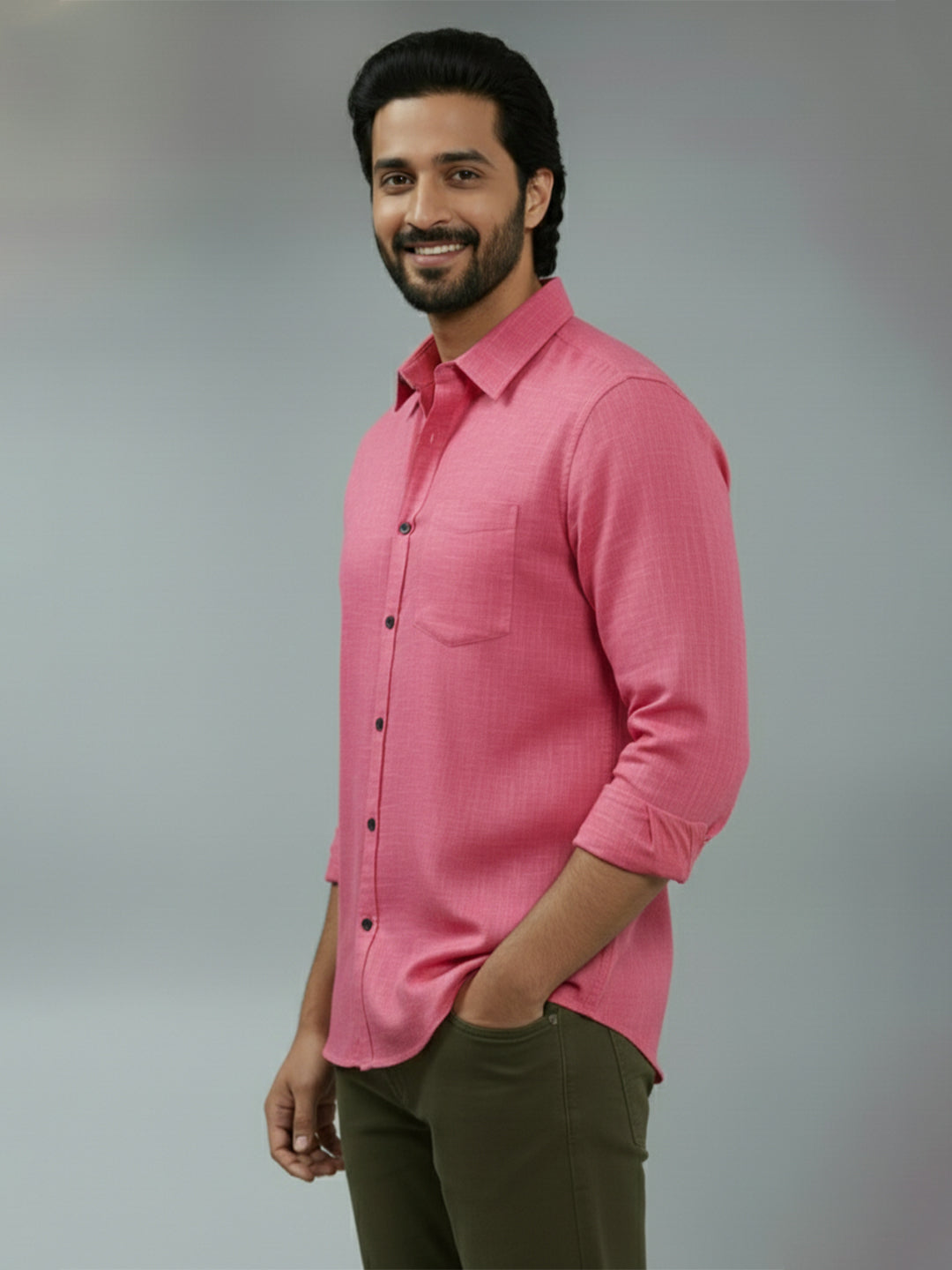 TerraDesi Citrine Glow Solid Cotton Blend Formal Shirt