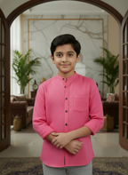 TerraDesi Junior Alabaster Grace Solid Mandarin Shirt