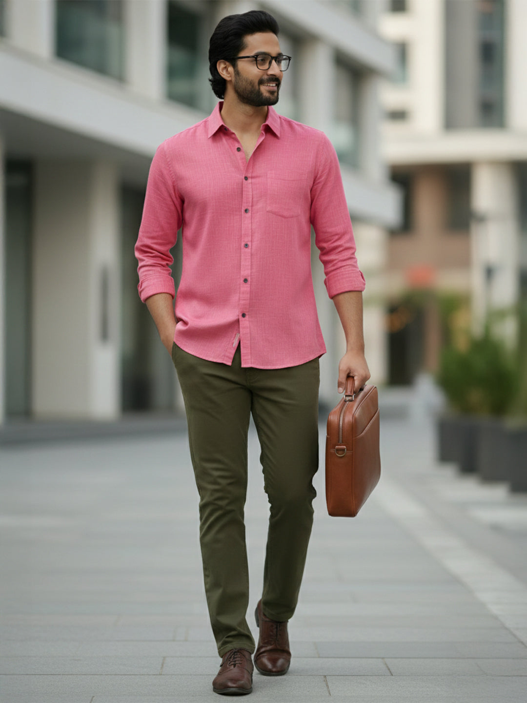 TerraDesi Citrine Glow Solid Cotton Blend Formal Shirt
