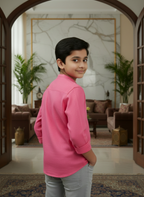TerraDesi Junior Alabaster Grace Solid Mandarin Shirt
