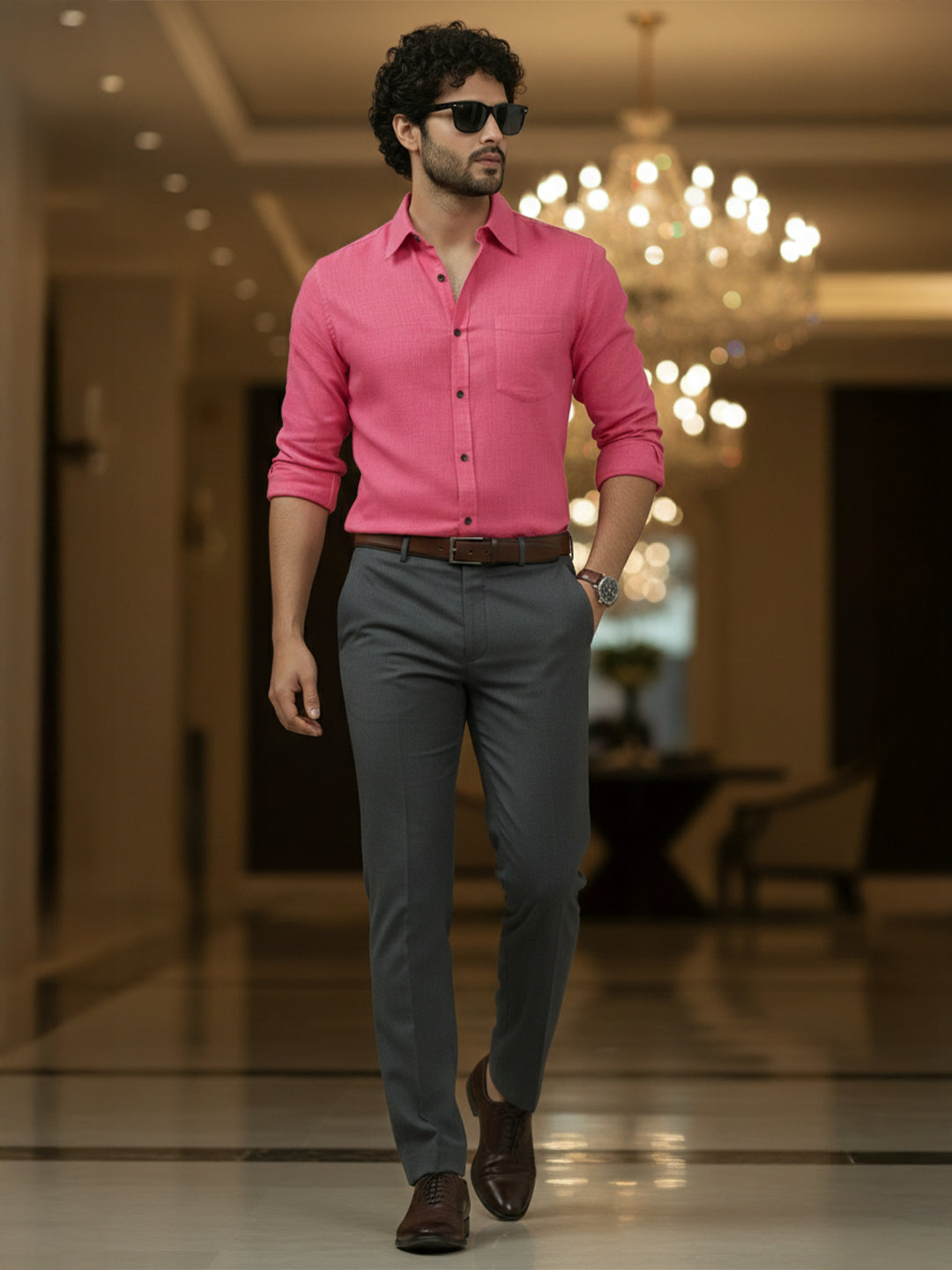 TerraDesi Ruby Regal Solid Cotton Blend Formal Shirt