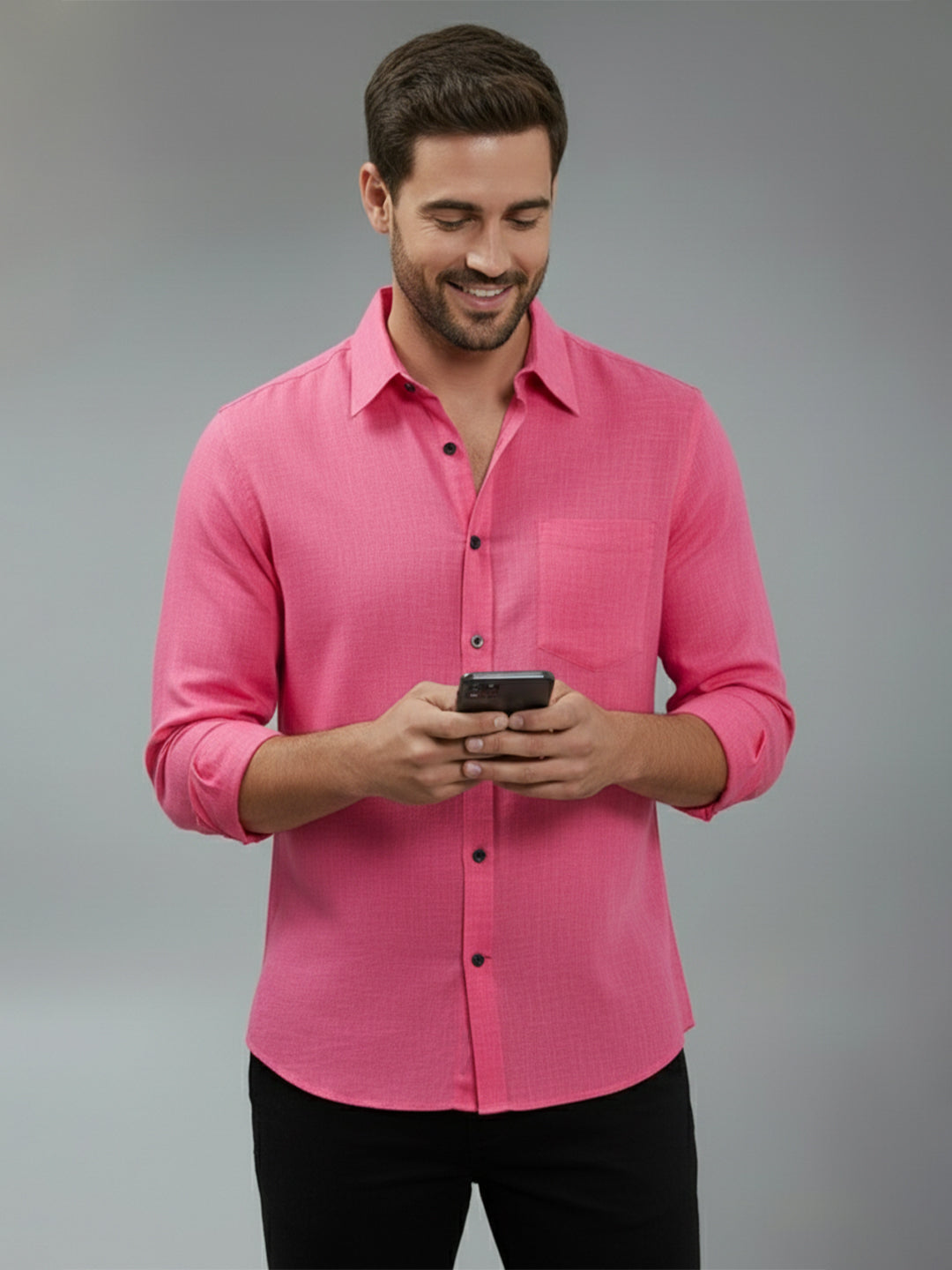 TerraDesi Alabaster Peak Solid Cotton Blend Formal Shirt