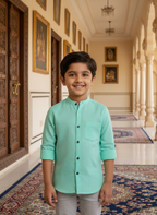 TerraDesi Junior Alabaster Grace Solid Mandarin Shirt