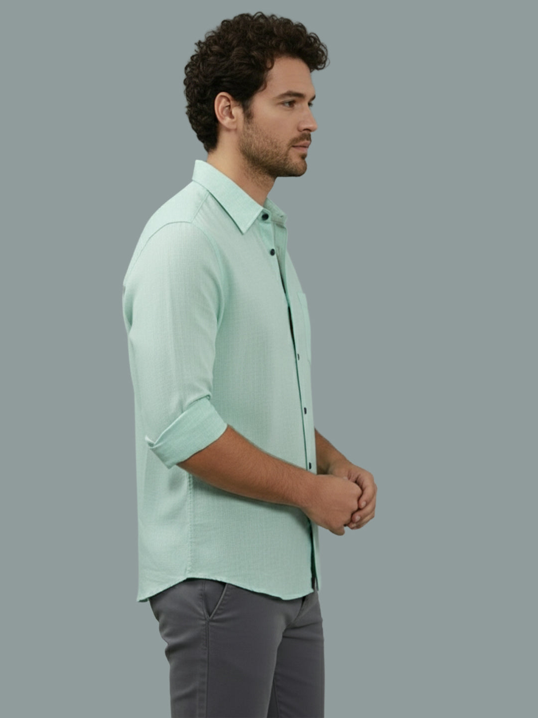 TerraDesi Onyx Stealth Solid Cotton Blend Formal Shirt