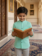 TerraDesi Junior Alabaster Grace Solid Mandarin Shirt