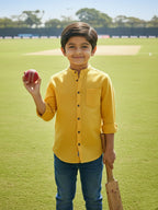 TerraDesi Junior Alabaster Grace Solid Mandarin Shirt