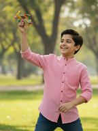 TerraDesi Junior Alabaster Grace Solid Mandarin Shirt