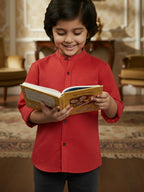 TerraDesi Junior Alabaster Grace Solid Mandarin Shirt