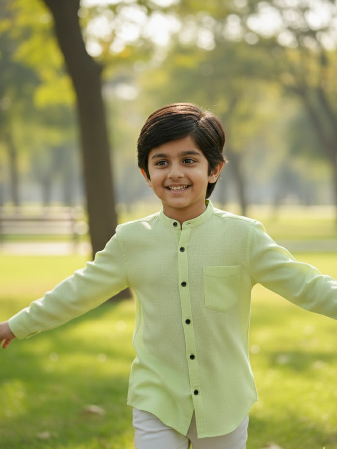 TerraDesi Junior Alabaster Grace Solid Mandarin Shirt