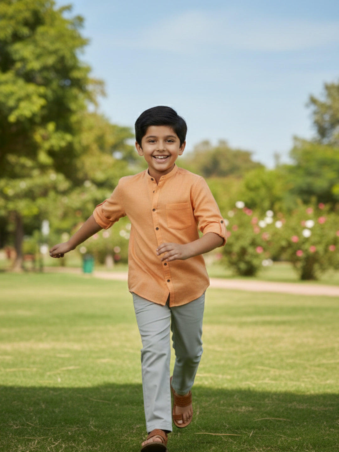 TerraDesi Junior Alabaster Grace Solid Mandarin Shirt