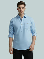 TerraDesi Onyx Midnight Solid Cotton Short Kurta