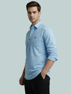 TerraDesi Onyx Midnight Solid Cotton Short Kurta