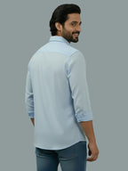 TerraDesi Azure Zenith Solid Cotton Blend Formal Shirt