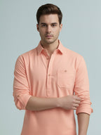 TerraDesi Onyx Midnight Solid Cotton Short Kurta