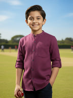 TerraDesi Junior Alabaster Grace Solid Mandarin Shirt