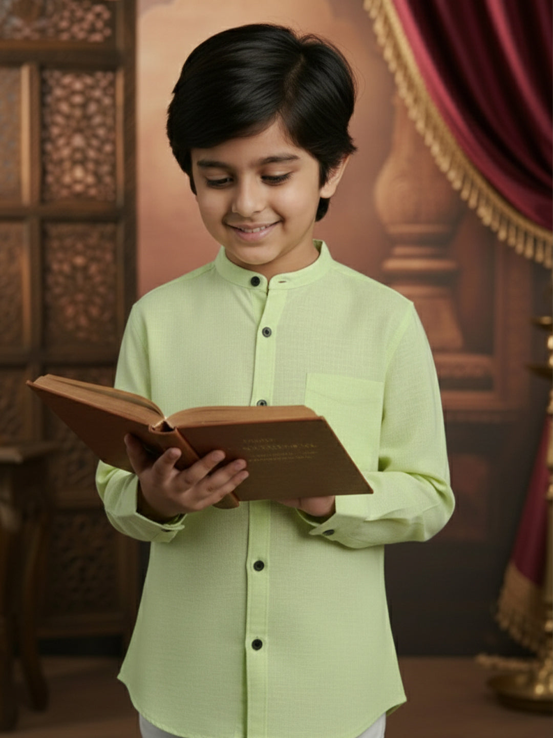 TerraDesi Junior Alabaster Grace Solid Mandarin Shirt