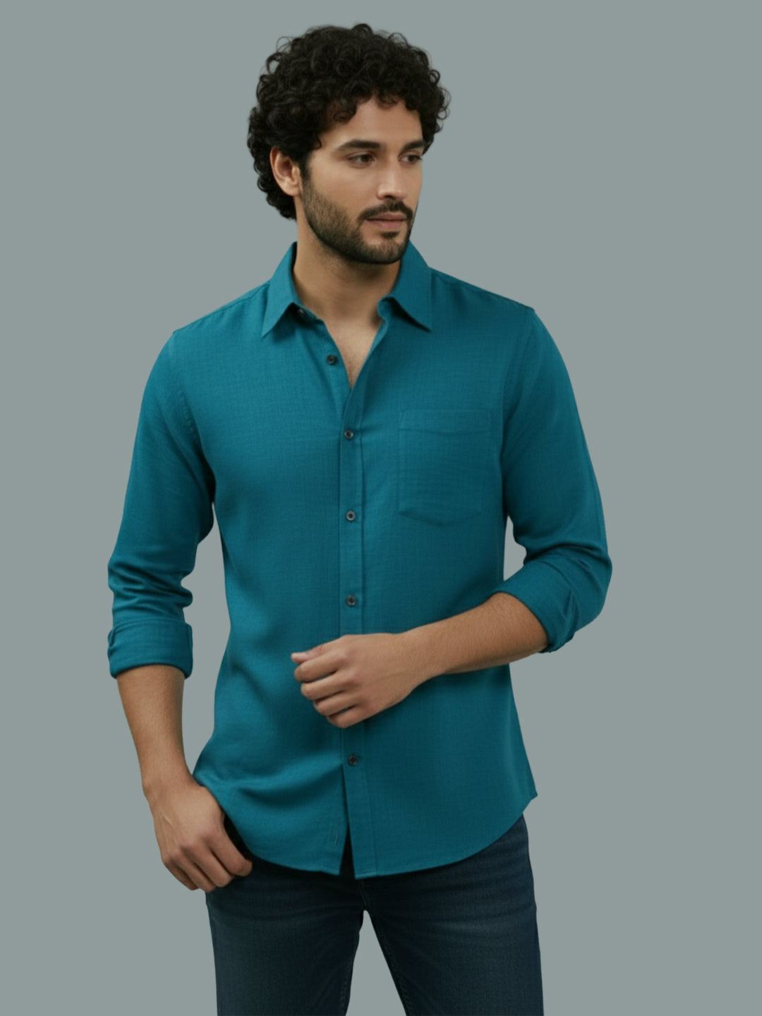 TerraDesi Ruby Regal Solid Cotton Blend Formal Shirt