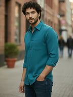 TerraDesi Ruby Regal Solid Cotton Blend Formal Shirt