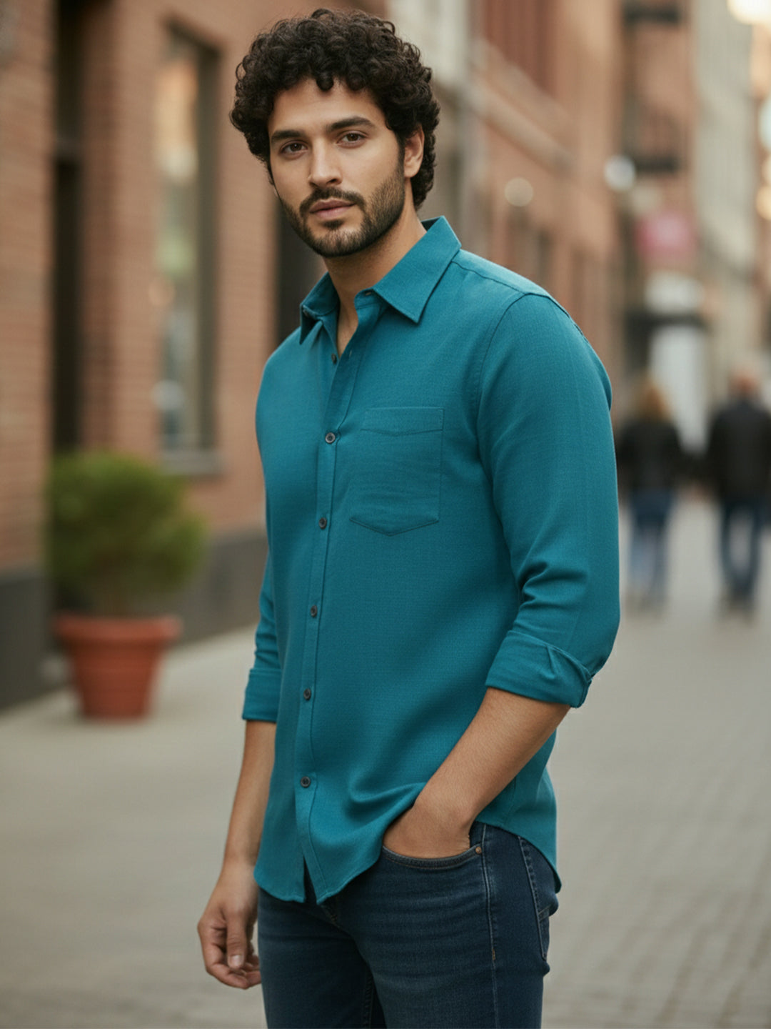 TerraDesi Ruby Regal Solid Cotton Blend Formal Shirt