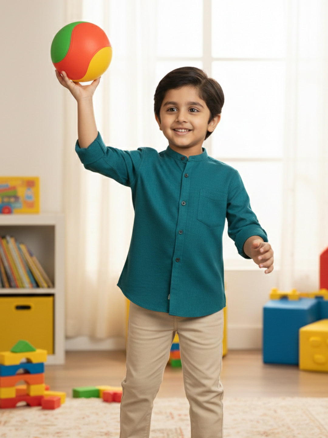 TerraDesi Junior Alabaster Grace Solid Mandarin Shirt