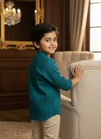 TerraDesi Junior Alabaster Grace Solid Mandarin Shirt