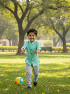 TerraDesi Junior Alabaster Grace Solid Mandarin Shirt