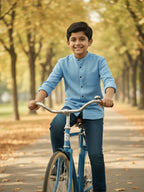 TerraDesi Junior Alabaster Grace Solid Mandarin Shirt