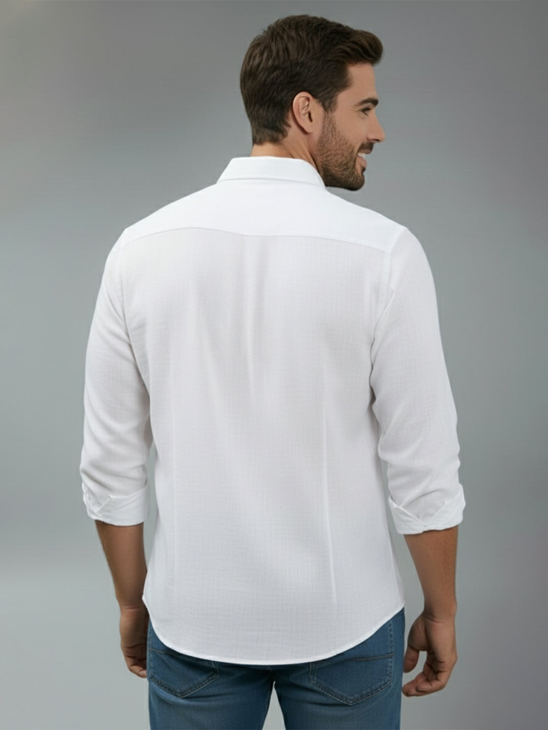 TerraDesi Alabaster Peak Solid Cotton Blend Formal Shirt