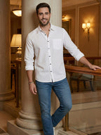 TerraDesi Alabaster Peak Solid Cotton Blend Formal Shirt
