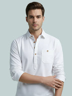 TerraDesi Onyx Midnight Solid Cotton Short Kurta