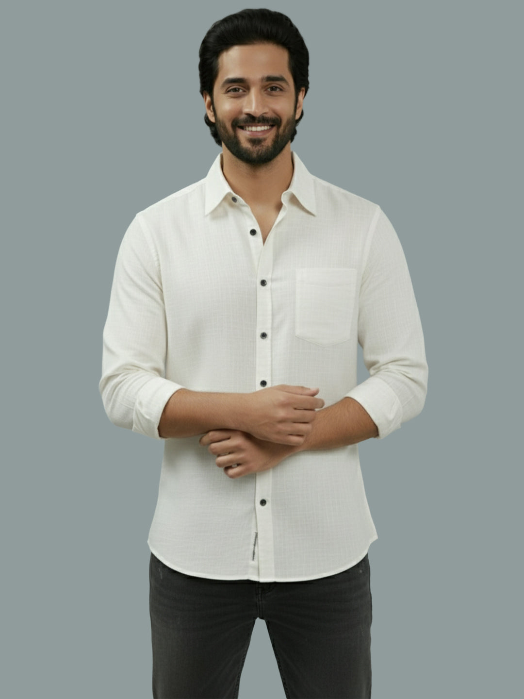 TerraDesi Citrine Glow Solid Cotton Blend Formal Shirt