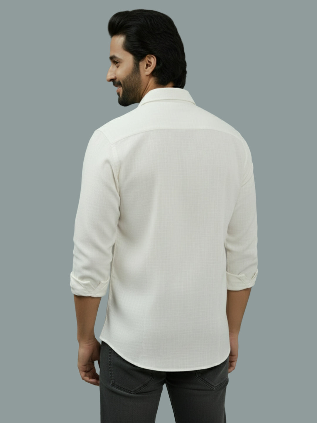 TerraDesi Azure Zenith Solid Cotton Blend Formal Shirt