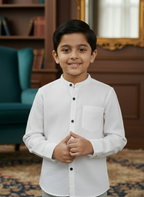 TerraDesi Junior Alabaster Grace Solid Mandarin Shirt
