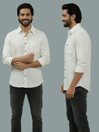 TerraDesi Azure Zenith Solid Cotton Blend Formal Shirt