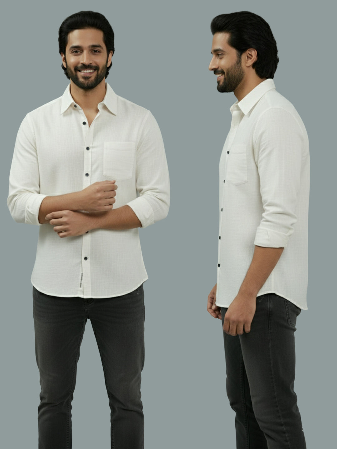 TerraDesi Azure Zenith Solid Cotton Blend Formal Shirt