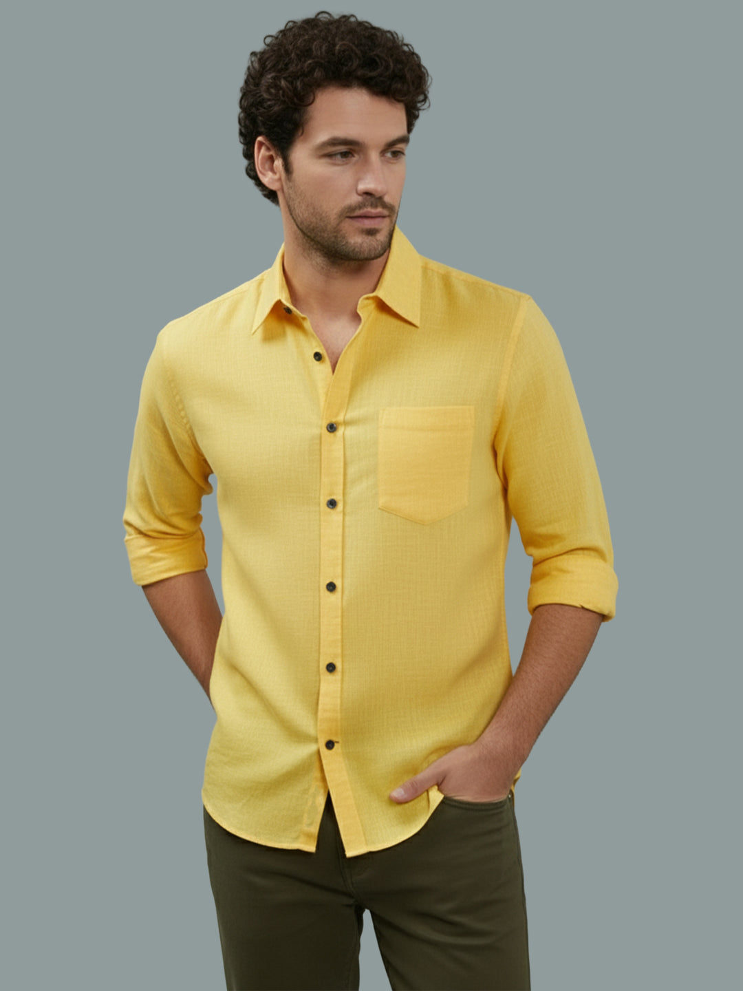 TerraDesi Onyx Stealth Solid Cotton Blend Formal Shirt