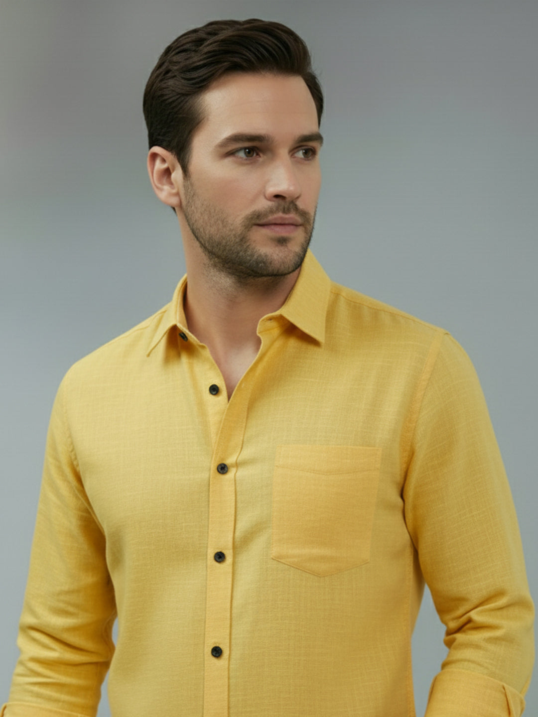TerraDesi Saffron Ember Solid Cotton Formal Shirt