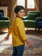 TerraDesi Junior Alabaster Grace Solid Mandarin Shirt