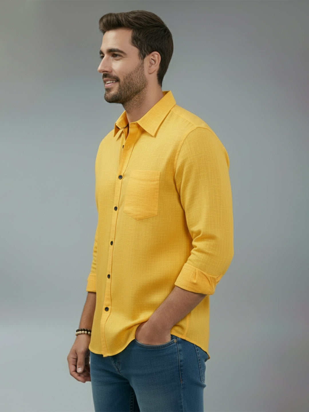 TerraDesi Alabaster Peak Solid Cotton Blend Formal Shirt