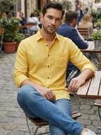 TerraDesi Saffron Ember Solid Cotton Formal Shirt